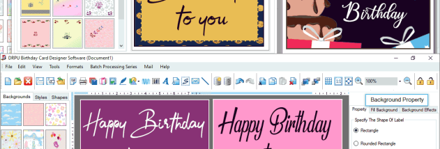 Custom Birthday Card Designing Software screenshot