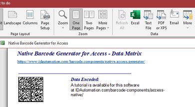 Access Data Matrix Barcode Generator screenshot