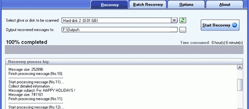 DataNumen Outlook Express Drive Recovery screenshot