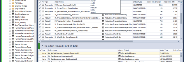 dbForge Index Manager for SQL Server screenshot