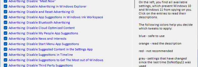 DoNotSpy11 screenshot