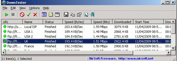 DownTester screenshot