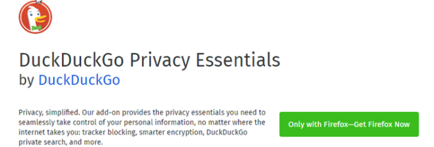 DuckDuckGo Privacy Essentials for Firefox screenshot