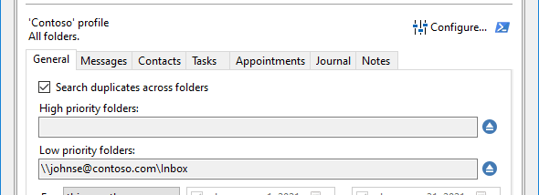 Duplicate Outlook Items Report screenshot