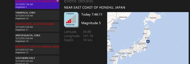 Earthquake Windows UWP screenshot