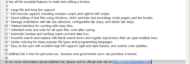 EditPad Lite screenshot