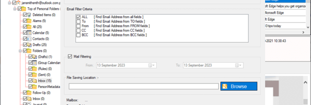 Email Address Extractor for Outlook screenshot