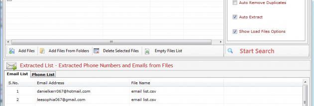 Email and Phone Extractor Files screenshot