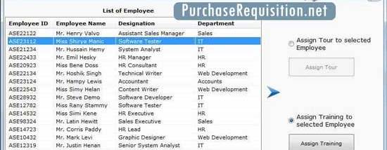 Employee Tour Management Tool screenshot