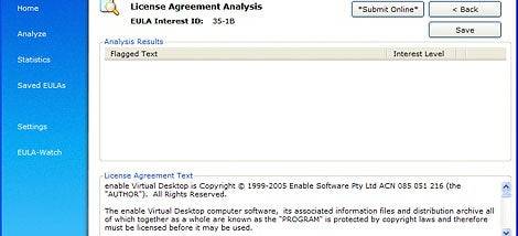 EULAlyzer screenshot