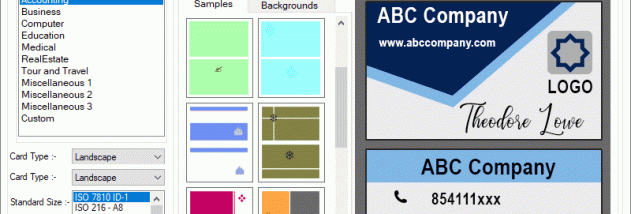 Excel Business Cards Making Application screenshot