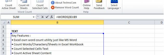 Excel Word Count screenshot