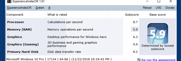 ExperienceIndexOK screenshot