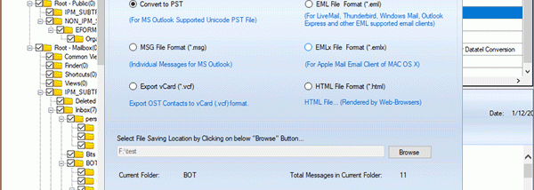 Export Outlook OST to PST screenshot