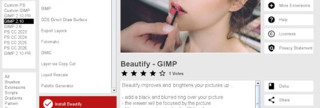 Extension Installer for Photoshop + GIMP screenshot