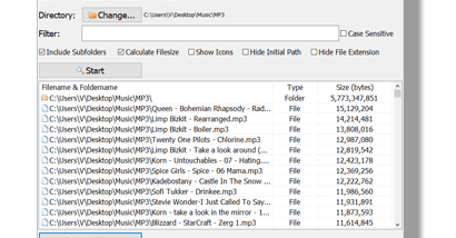 Filename Lister screenshot