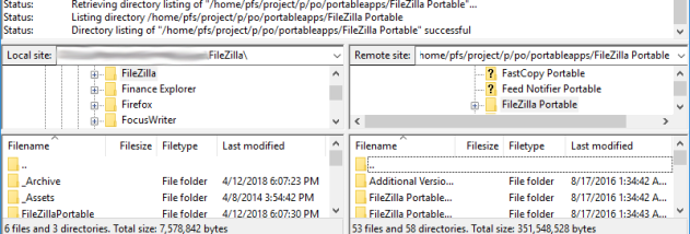 FileZilla Portable screenshot