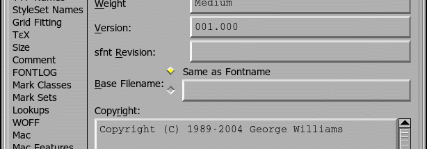 FontForge screenshot