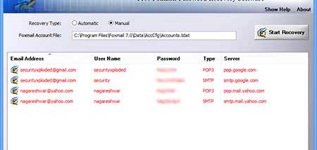 Foxmail Password Decryptor screenshot