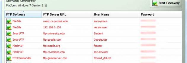 FTP Password Decryptor screenshot