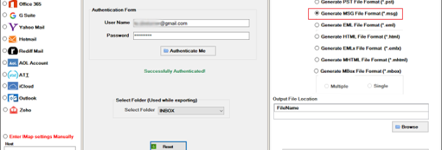 GainTools Backup Gmail to MSG File Tool screenshot