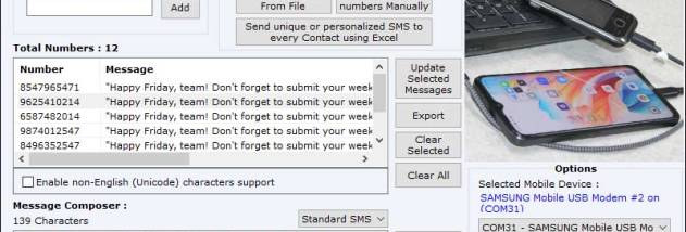 Group SMS Software screenshot