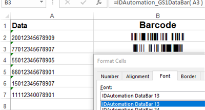 GS1 DataBar Barcode Font Package screenshot
