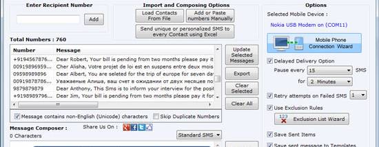 GSM Mobile Phone SMS Software screenshot
