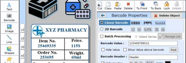 Healthcare Barcode Label Tool screenshot