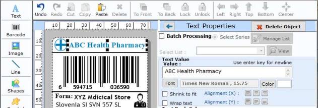 Healthcare Barcode Labeling Tool screenshot