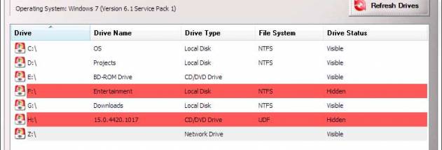 Hide Drives on Windows screenshot