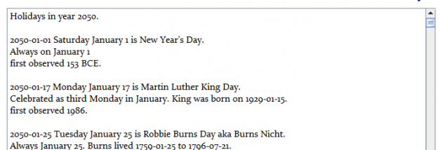 Holiday Calculator screenshot