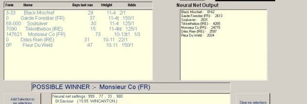 Horse Racing Neural Net Application screenshot
