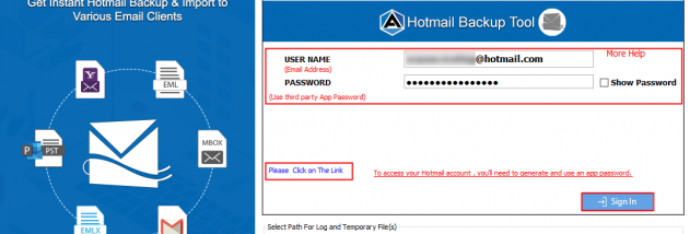 Hotmail Backup Utility screenshot