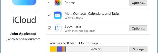 iCloud Control Panel screenshot