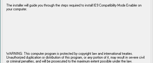 IE9 Compatibility Mode Enabler screenshot