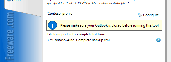 Import Auto-Complete List for Outlook screenshot