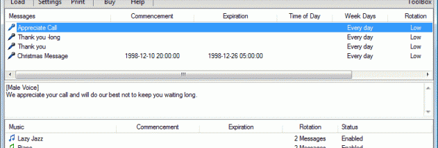 IMS Telephone On-Hold Player Software screenshot