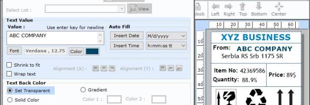 Industrial Barcode Label Maker Application screenshot