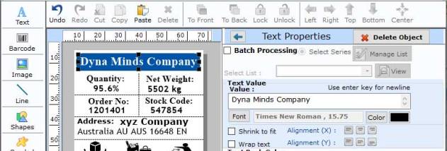 Industrial Barcode Printing Software screenshot