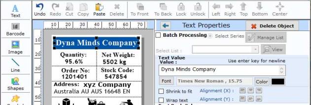 Industrial Barcode Printing Software screenshot