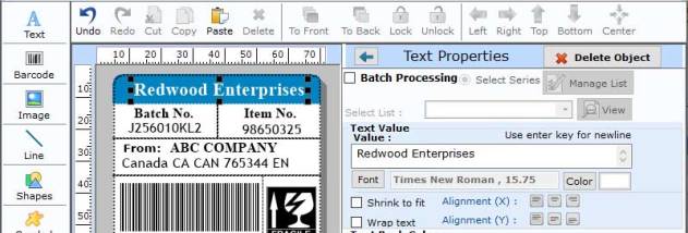 Inventory Barcode Design Tool screenshot