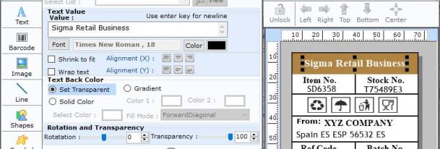 Inventory label Maker Program screenshot