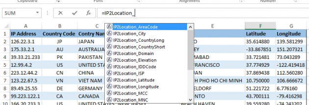 IP2Location Excel Add-In screenshot