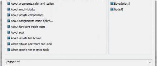 JSLint screenshot