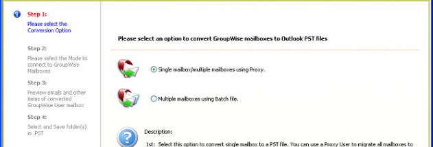 Kernel for Novell GroupWise to Outlook screenshot