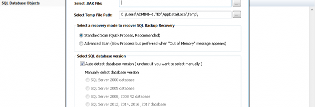 Kernel SQL Backup Recovery screenshot