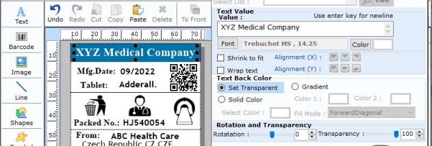 Label Medication Administration System screenshot