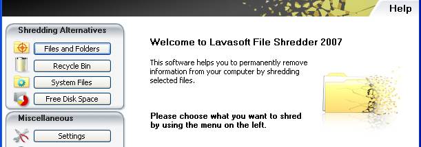 Lavasoft File Shredder 2009 screenshot