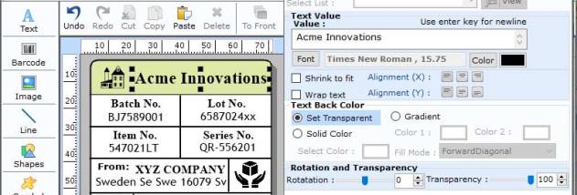 Linear Barcode Software screenshot
